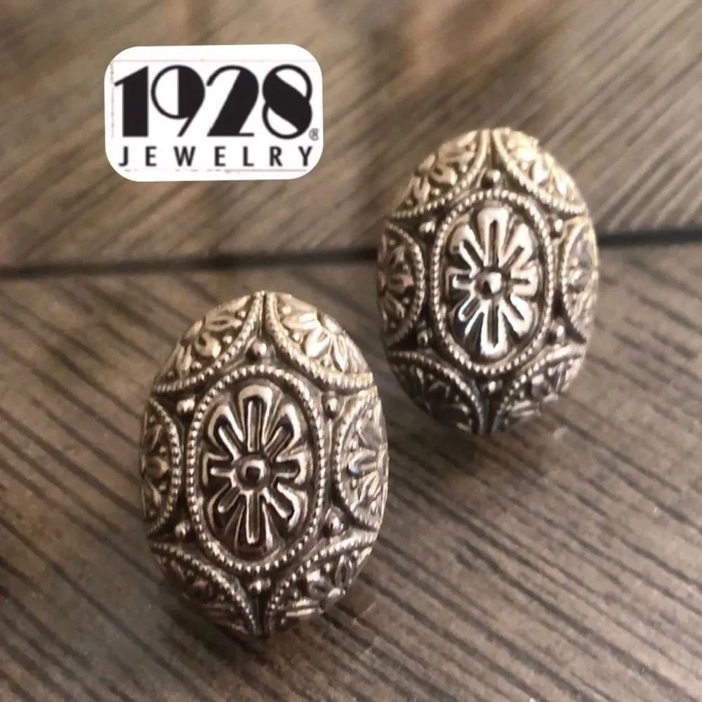 Vintage 1928 Brand Oval Shaped Floral Earrings